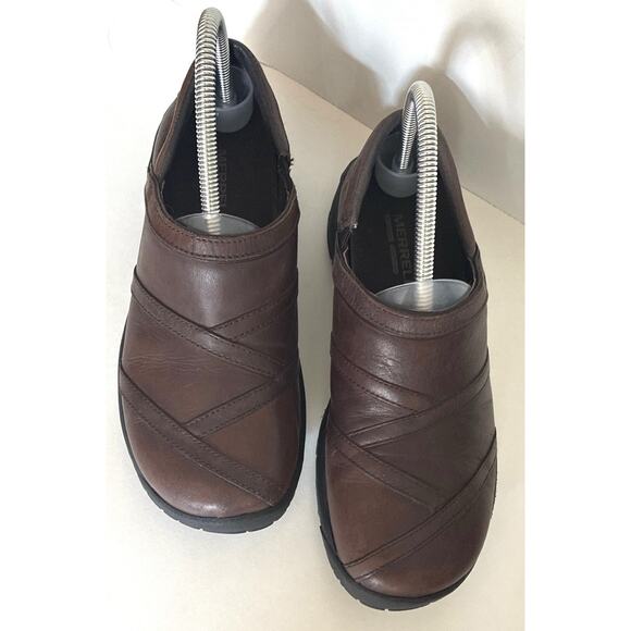 Wmns Merrell Sz 8 Brown Leather Slip On Coffee Bean Encore Elipse 2.0 Lined Shoe - Picture 2 of 7